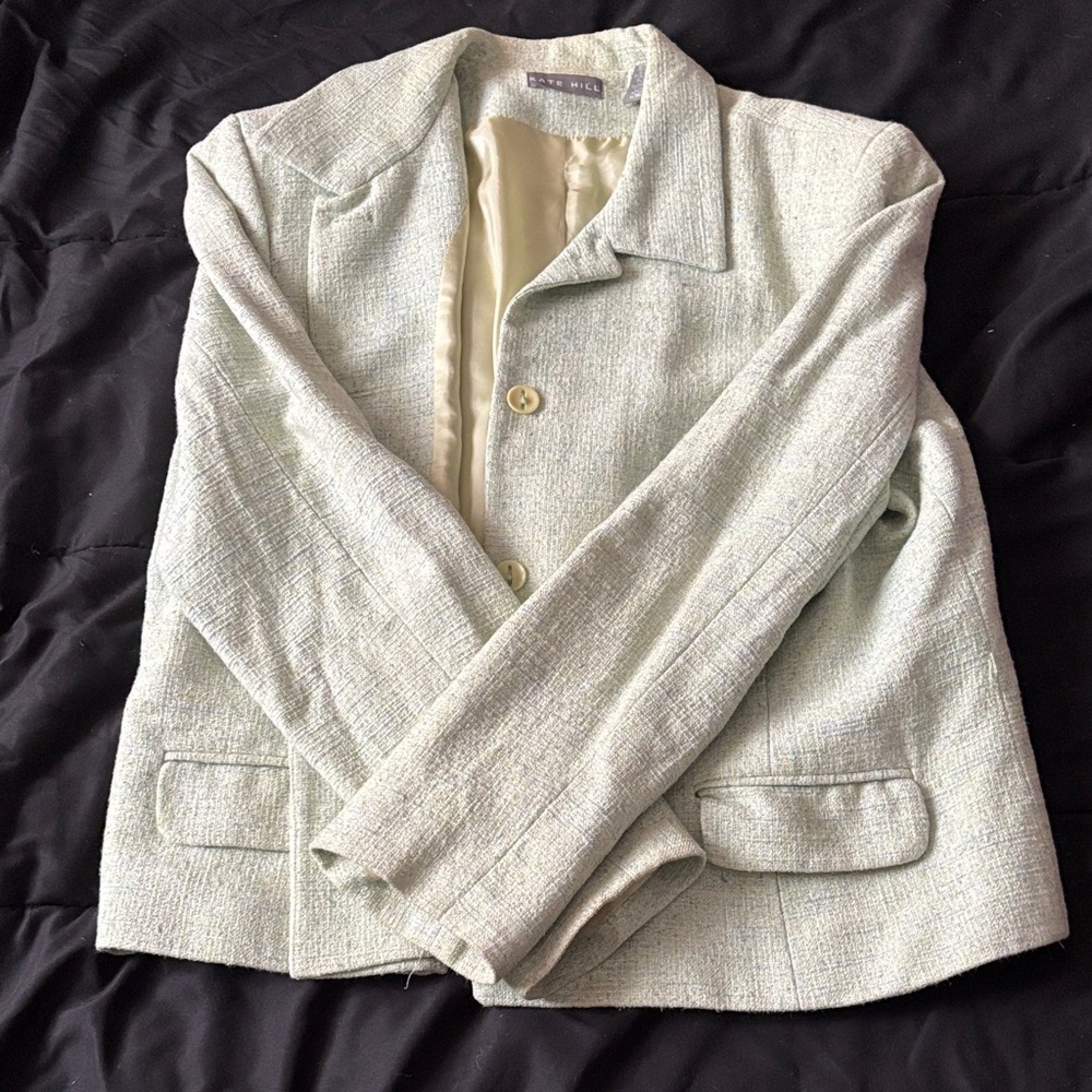 Kate Hill Textured Blazer in Light Green, women’s size 18